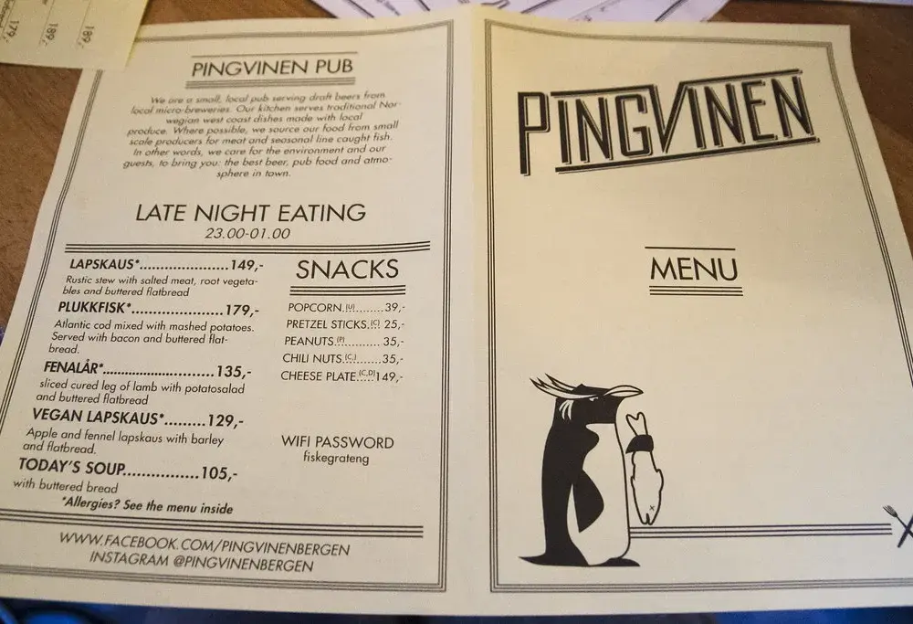 Aktualne menu baru Pingwin w Wyszkowie: wszystkie ceny i godziny otwarcia